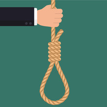 Hand With Rope Hanging Loop, Businessman Suicide