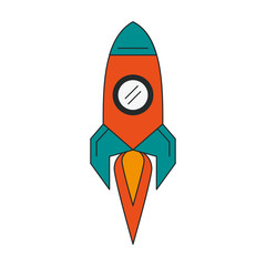 Sticker - flying rocket icon image vector illustration design 