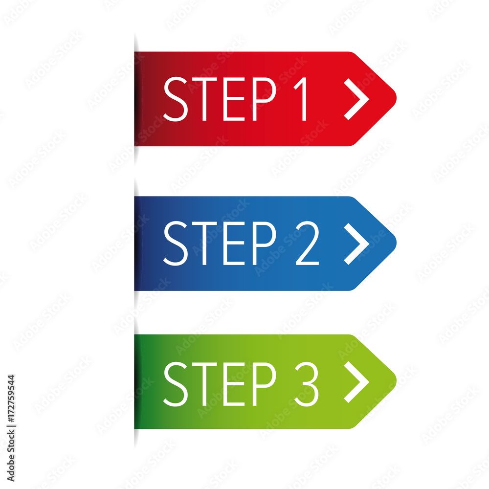 One Two Three steps ribbon Stock Vector | Adobe Stock