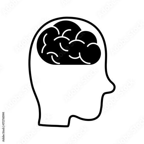Human Brain Inside Head Sideview Icon Image Vector Illustration Design Black And White Buy This Stock Vector And Explore Similar Vectors At Adobe Stock Adobe Stock,Draw Anime Girl Head