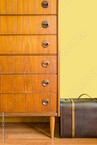 Chest Of Drawers And Vintage Suitcase Buy This Stock Photo And
