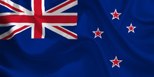 Waving Flag Of The New Zealand. Flag In The Wind. National Mark. Waving New Zealand Flag. New Zealand Flag Flowing.