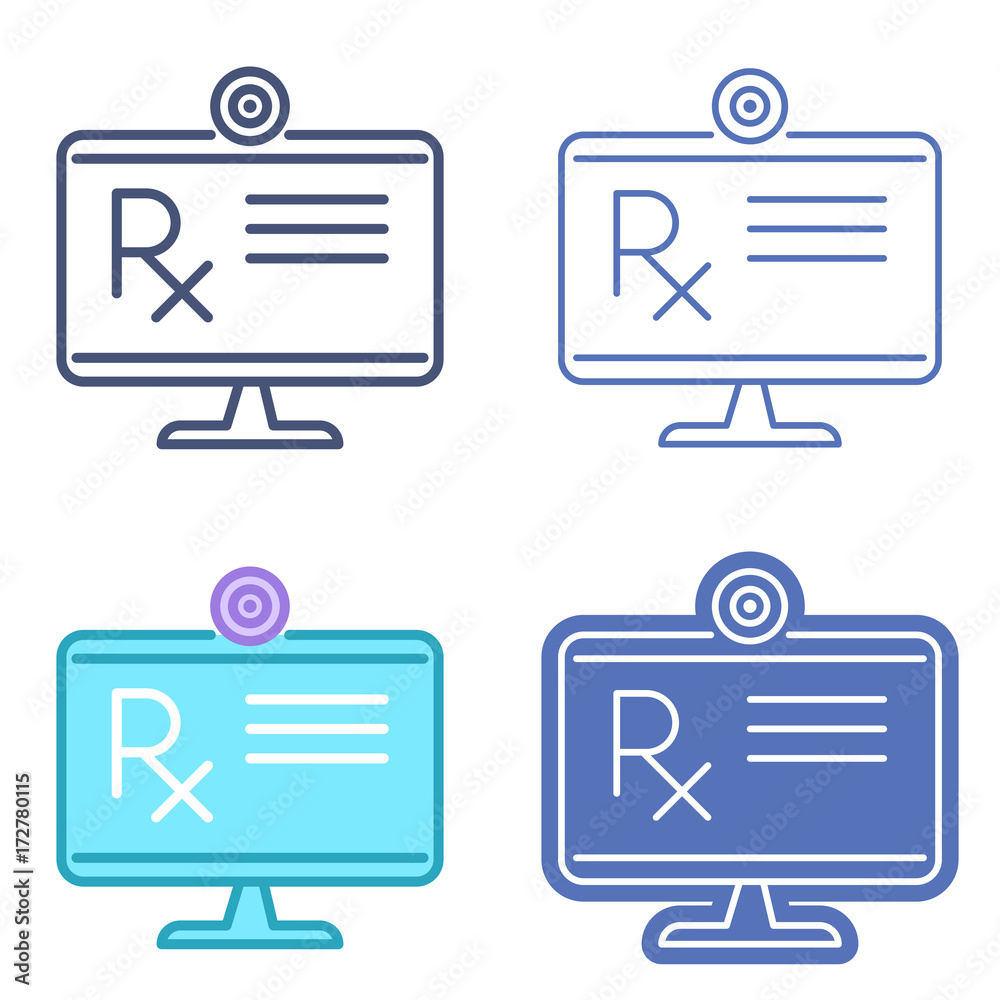 Image vectorielle Stock Desktop monitor with prescription symbol. Rx ...