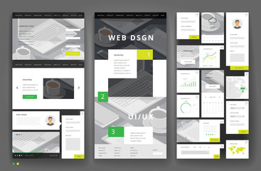 Wall Mural - Website template design with interface elements