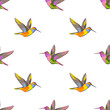 Hummingbird embroidery seamless pattern