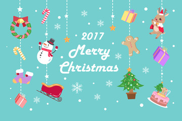 Wall Mural - cartoon merry christmas