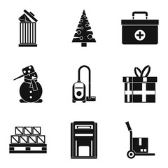 Poster - Gift boxed icons set, simple style
