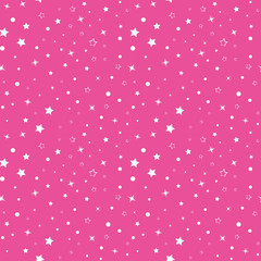 Wall Mural - Cute pattern for kids, girls and boys. Creative vector background is made up of stars and dots. It can be used to create prints, packaging, invitations, simple designs.