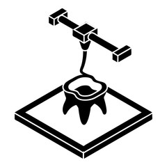 Poster - Tooth d printing icon, simple style
