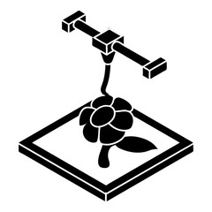 Poster - Flower d printing icon, simple style
