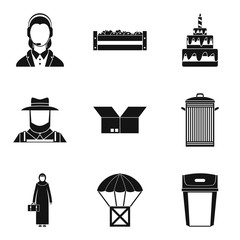 Poster - Delivery in box icons set, simple style