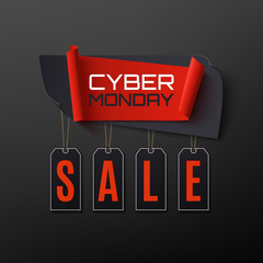 Sticker - Cyber Monday Sale. Abstract banner on black background.