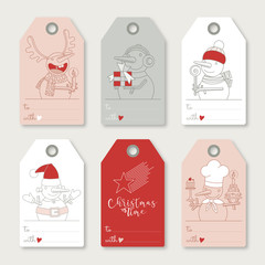 Wall Mural - christmas snowmen vector label illustrations