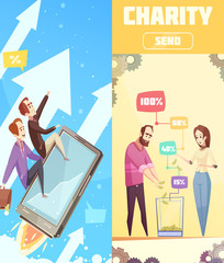 Sticker - Two Flat Vertical Banners On Crowdfunding Theme