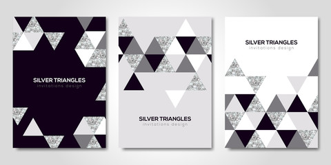 Banners set with silver geometric patterns