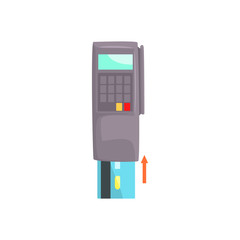 Poster - POS terminal with inserted credit card, online banking, payment method cartoon vector illustration isolated on a white background