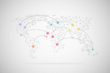 Poster - Vector world map connection background