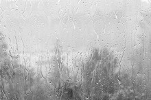 Rain Drops On Window. The Beautiful Background.