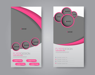 Wall Mural - Skinny flyer or leaflet design. Set of two side brochure template or banner.  Vector illustration. Pink color.