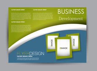 Flyer, brochure, billboard template design landscape orientation for education, presentation, website. Blue and green color. Editable vector illustration.