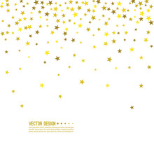 Falling Gold Stars. Abstract Vector Background With Starry. The Template For Festivals, Holiday And Anniversary Cards. Wallpaper.