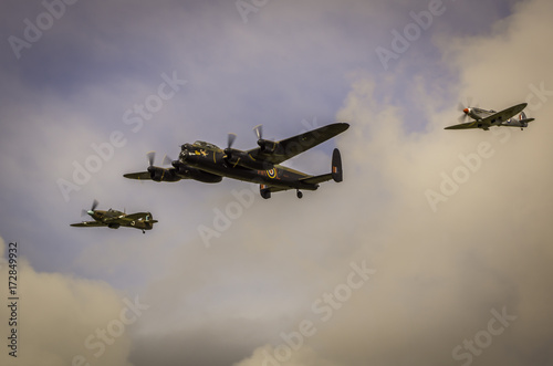 A Lancaster Bomber, Spitfire and Hurricane fron WW2 Fototapeta
