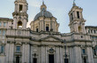Main facade of the church called Santa Agnes in Agony "Sant'Agnese in Agone" located in the famous Navona square in Rome, Italy
