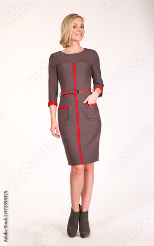 Blond Business Woman With Straight Hair Style In Party Fromal