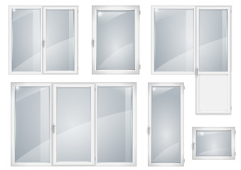 Wall Mural - Set of white plastic windows