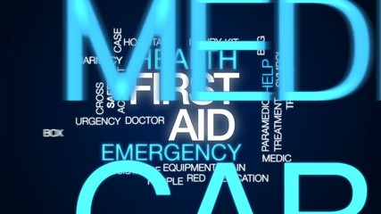 Poster - First aid animated word cloud, text design animation.