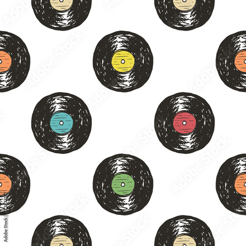 plyta-winylowa-vintage-wzor-bezszwowe-ciagnione-etykieta-szkic-grunge-teksturowanej-odznaka-retro-typografia-projektowanie-t-shirt-drukowanie-ilustracji-wektorowych