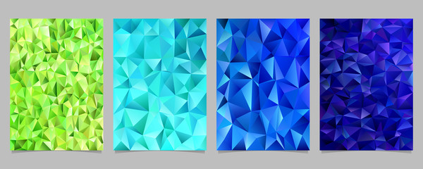 Poster - Abstract irregular triangle tile mosaic flyer template set - vector brochure background graphics from colored triangles
