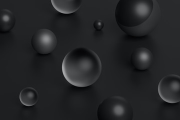 Poster - Abstract 3d rendering of geometric shapes. Composition with spheres. Modern background design for poster, cover, branding, banner, placard.