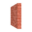 Brick wall perspective isolated on white background. Vector illustration