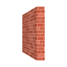 Brick Wall Perspective Isolated On White Background. Vector Illustration