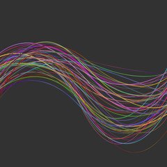 Poster - Abstract modern wavy stripe background -  graphic design from colorful curved wave lines on black background