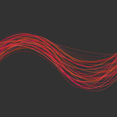 Poster - Abstract wavy line background -  graphic design from curved wave stripes in red tones