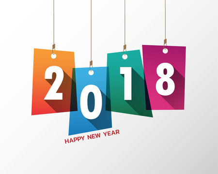 Happy new 2018 year. Greetings card. Colorful design. Vector illustration