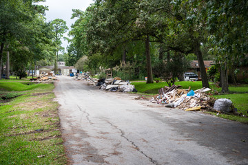 Wall Mural - Debris from inside homes hit by Hurricane Harvey 