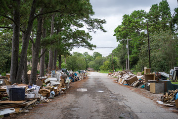 Wall Mural - Debris from inside homes hit by Hurricane Harvey 