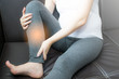© Arkom - Leg cramps during pregnancy. Pregnant woman gets leg cramp.