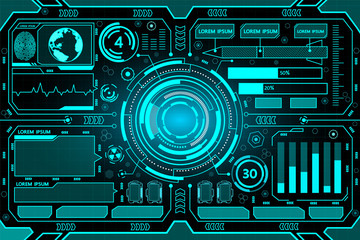 Canvas Print - Futuristic interface hud technology background vector design.