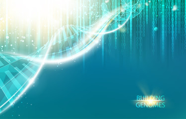 Poster - Science template for your card, wallpaper or banner with a DNA molecules of poligons. Vector illustration.