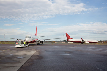 Wall Mural - Airplanes On Wet Runway