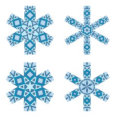 Wall Mural - Set of decorative snowflakes, collection of artistic winter, christmas, new year symbols collection, colorful elements, ethnic, tribal decoration, geometric patterns isolated on white