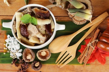 Wall Mural - Bamboo shoot boiled soup with pork delicious