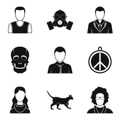 Poster - Pretender icons set, simple style