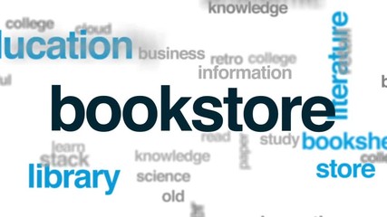 Sticker - Bookstore animated word cloud, text design animation.