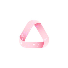 Poster - Minimalistic tender pink triangle shape logo design with shiny glitter isolated on white background