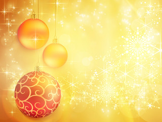 Wall Mural - Golden Christmas design with red and golden baubles